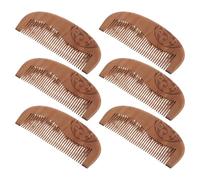 CLISPEED Accessori Naturali Set 6 Pettini in Legno di Melo Artigianali per Massaggio del Capelluto e Districante, Design Compatto per Viaggi per Chioma Ricci e Lisci