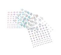 CLISPEED Adesivi per Orecchini e Gioielli per Viso Strass e Perle, Set da 5 Fogli Multicolore Forme Varie, Decorazioni Autoadesive per Trucco e Festival, Facili da Applicare e Rimuovere