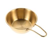 CLISPEED Bicchiere da Barba Uomo in Acciaio Inossidabile con Manico Dorato Ciotola Schiuma da Barba Portatile per Rasatura e Taglio Barbiere Resistente e Versatile