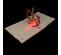 CLISPEED Biglietto di Auguri Tridimensionale 3D Torre Eiffel Musica e Luci LED Biglietto di Compleanno Elegante in Carta per Occasioni Speciali Set da 1 Pezzo per Esprimere Benedizioni