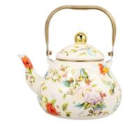 CLISPEED Bollitore in Smalto Vintage per Stovetop Teiera Floreale con Manico Bollitore Resistente con Rivestimento Smaltato per Acqua Calda per Uso Quotidiano e Decorazione Casa