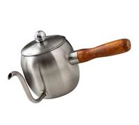 CLISPEED Bollitore per Caffè a Goccia da 500ml in Acciaio Inossidabile Manico in Legno, Design Moderno e Beccuccio per Uffici e Caffetterie
