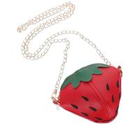 CLISPEED Borsa a Tracolla per Bambini a Forma di Fragola con Catena Rossa, Borsa a Tracolla per Ragazza, Sacchetto di Frutta con Cerniera Liscia per Uso Quotidiano