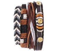 CLISPEED Bracciale in Pelle Intrecciata Vintage, Simple Wrist Chain 4 Pezzi, Morbido e Traspirante, per Donne, Uso Quotidiano e Regali