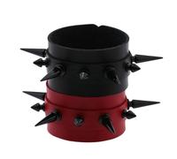 CLISPEED Bracciale Punk in Pelle Pu Regolabile Borchie a Rivetto, Doppio Strato, Superficie Liscia, Polsiera Larga 18-20cm per Uomo e Donna, Stile Unico e Grintoso