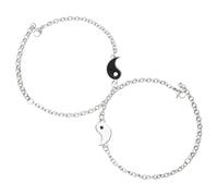 CLISPEED Braccialetti Coordinati per Coppie in Acciaio Inossidabile Yin Yang, Set da 1 Paio Catena Liscia, Simbolo di Armonia e Affetto per Relazioni a Distanza, Uso Quotidiano e Regali