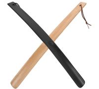 CLISPEED Calzascarpe Design Ergonomico Manico lungo 38cm in Legno 2 Pezzi Scivola Facilmente nella Scarpa, per Viaggi e Persone Anziane in Gravidanza