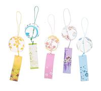 CLISPEED Campanelli Eolici in : 5 Pezzi Floreali Decorazioni Sospese Campana del Appesa Piccole Campane a Chiari Campanelli Eolici Un Fiori Giappone Bicchiere