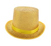 CLISPEED Cappello Cappellaio Storico in con Piume Gialle Cappello Formale per Maghi e Cerimonie Accessorio Costume per Halloween Natale e Spettacoli Teatrali