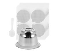CLISPEED Capsula Caffè Riutilizzabile in Acciaio Inox, Cialda Espresso Ricaricabile con Coperchi in Alluminio, Cucchiaino Incluso, per Macchina da Caffè Espresso