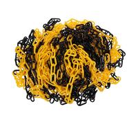 CLISPEED Catena Barriera Sicurezza in Plastica Gialla e Nera 6 Mm 25 Metri, Collegamento a Catena per Controllo Folla e Recinzione Sicurezza in Cantiere, Barriera Segnaletica Resistente
