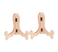 CLISPEED Cavalletti in Legno 2 Pezzi per Supporto Quadri e Piatti da Esposizione, Design Bordi Arrotondati per Esposizioni in Ambienti Interni