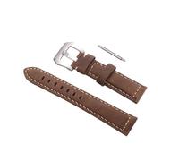 CLISPEED Cinturino Orologio in Vera Pelle Marrone Scuro Opaco con Fibbia Argentata per Quadranti Grandi Retro e Sportivo Outdoor Sostituzione Facile e Resistente