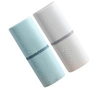 CLISPEED Contenitore Portaspazzolino Portatile 2 Pezzi Tazza Di Lavaggio Compatta Per Uso Domestico e Viaggio, Custodia Angoli Arrotondati Senza Rischio, Set Bianco e Azzurro Per Uomini e Donne