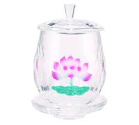 CLISPEED Coppa Offerta in Vetro con Design Loto Dorato, Tazza Acqua Buddista Resistente per Tempio, Meditazione e Decorazione Zen, Versatile per Culto e Spirituale
