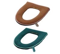 CLISPEED Copri Tavoletta Water in Flanella Verde, Imbottitura Morbida e Calda per WC Rotondo, Facile da Installare e Lavabile, Set 2 Pezzi con Zip e Design Chic Colore Colore Casuale