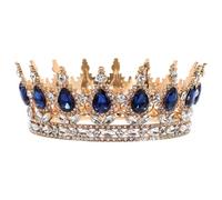 CLISPEED Corona da Sposa Classica in Lega di Zinco Strass Blu Copricapo Elegante per Donne e Ragazze Accessori per Chioma da Festa e Matrimonio