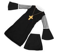 CLISPEED Costume Suora Donna per Cosplay Halloween e Feste Tema Abito Suora Adulto per Performance e Carnevale