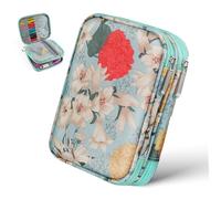 CLISPEED Custodia per Uncinetti Organizer Cerniera in Oxford Contenitore Porta-uncinetti Scomparti Organizzati Borsa Portaoggetti per Lavori Maglia Motivi Floreali