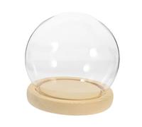 CLISPEED Eternal Flower Glass Dome Cloche With Glass Bell Jar And Solid Wood Base Decorative Display Case For Succulents Preserved Plants DIY Globe Craft Home Décor And Collectors