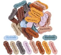 CLISPEED Etichette Facili da Usare 100 Pezzi Handmade in Pelle Pu Cuori in Rilievo Accessori per DIY e Artigianato per Decorare Abbigliamento e Borse