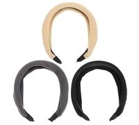 CLISPEED Fasce per Chioma Autunnali in Maglia Larga 3 Pezzi Cachi Grigio Scuro Nero Fasce per Lavaggio del Viso Femminili e Decorazioni per la Testa Eleganti per Feste e Uso Quotidiano