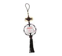 CLISPEED Feng Shui Lucky Cat Car Charm Ceramics Rearview Mirror Hanging Pendant For Fortune And Safety Compact Car Interior Decoration