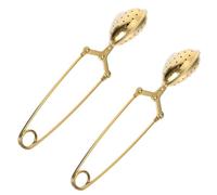 CLISPEED Filtro per Tè con Manico in Acciaio Inossidabile Dorato, Colino da Tè Riutilizzabile a Forma di Cuore, Set 2 Pezzi per Infusione Foglie Sfuse e Tisane, Accessorio Cucina per Casa