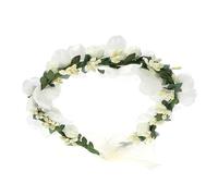 CLISPEED Floreale Bianca Artificiale per Sposa e Bambina Cerchietto Fatto Mano per Matrimoni Feste e Cerimonie Accessorio Decorativo Elegante e Delicato per Fotografie