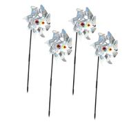 CLISPEED Girandole per Giardino e Cortile Set da 4 Pezzi, Mulino a Vento Riflettente Plastica Resistente Effetto Scaccia Uccelli per Esterni Terrazzo e Frutteto