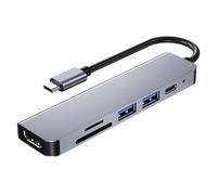 CLISPEED Hub USB Type C 6 in 1 Porte Multiple in Alluminio Adattatore Dock Leggero per Laptop Supporto Trasferimento Dati Alta Velocità Compatibile Hard Disk Mouse e Tastiera per Uso