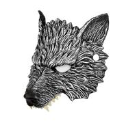 CLISPEED Maschera da Mannaro Mezza Faccia in Taglia Unica per Cosplay Halloween e Feste Accessorio Realistico per e Adulti Maschera Creativa Design Muso Lupo