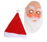 CLISPEED Maschera Realistica da Babbo Natale in Lattice Barba Bianca e Cappello Rosso Costume Natalizio a Pieno Facciale per Adulti e Accessori per Feste di Natale Carnevale e Cosplay