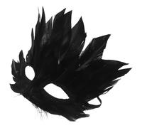 CLISPEED Maschera Veneziana Mezza Faccia Nera Piume in Plastica per Donne, Design Creativo e Decorativo per Carnevale e Feste in Maschera