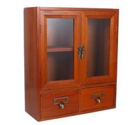 CLISPEED Mobiletto da Parete Vintage in Legno Vetrina, Armadietto Decorativo Piccolo per Gioielli e Oggetti Artigianali, Contenitore Pensile per Soggiorno e Cucina