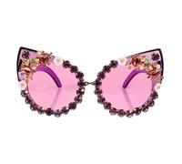 CLISPEED Occhiali da sole con strass Cat Eye Occhiali da sole da donna retrò gioiello viola montatura in PC leggero puntelli per foto feste Dress up bomboniere non facili da rompere