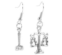 CLISPEED Orecchini Pendenti Bilancia e Martello in Metallo Antiruggine per Avvocati e Studenti di Legge Eleganti Gioielli Decorativi Unisex per Professionisti del Diritto