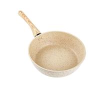 CLISPEED Padella Antiaderente Beige per Cucina Domestica e Professionale Wok Adatta Cottura Gas e Induzione Riscaldamento Uniforme e Design