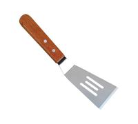 CLISPEED Paletta Piccola in Acciaio Inossidabile con Manico in Legno Spatola Forata per Frittura per Uova Hamburger e BBQ