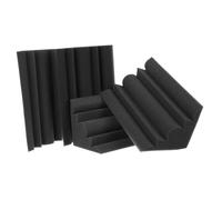 CLISPEED Pannelli Fonoassorbenti Curvi in Schiuma Ignifuga Nera 12x12x24 Cm Set 4 Pezzi Per Isolamento Acustico, Trappole Per Bassi Angolari, Trattamento Acustico Per Studio, Sala Musica e Teatro
