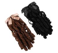 CLISPEED Parrucca con Coda di Cavallo Riccia Vintage da Donna Extension Sintetica con Pettine Lunga con Chioma Finti Naturali Nero e Castano Chiaro per Feste Cosplay e Costumi Storici