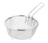 CLISPEED per Frittura in Acciaio con Manico Ergonomico Cestino Rotondo per Patatine Fritte Pollo e Snack Design Multiplo per Cucina e Friggitrice