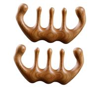 CLISPEED Pettine per Massaggio del Cuoio Capelluto in Legno di Sandalo 2 Pezzi, Pettine Portatile a Denti Larghi per Cura e Stimolazione Connettivale, Adatto per Chioma Lunghi e Spessi,