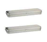 CLISPEED Portamatite in Latta Argento Resistente all Usura 2 Pezzi Design Semplice e Dettagli Raffinati, Organizer Portatile per Penne per Back To School Party