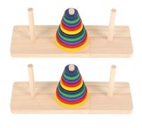 CLISPEED Puzzle Torre di Hanoi in Legno Colorato 2 Pezzi, Gioco di Logica e Rompicapo Intellettuale per Adulti, Gioco da Tavolo per Famiglie e Feste, Stimola Capacità Cognitive