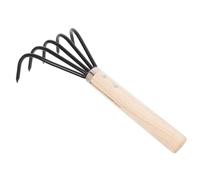 CLISPEED Rastrello da Giardino Manuale Piccolo con Manico in Legno Ergonomico e Denti in Acciaio Resistente Strumento per Allentare il e Sabbia per Spiaggia e Orto