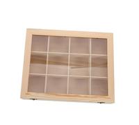 CLISPEED Scatola Espositiva in Legno con Scomparti Divisi Organizer per Collezione Rocce e Minerali Vetrinetta Trasparente per Esposizione e Conservazione Campioni