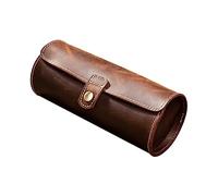 CLISPEED Scatola Espositiva Orologi in Marrone Custodia Rotonda con Chiusura per Orologi Portatile e Resistente per Viaggi e