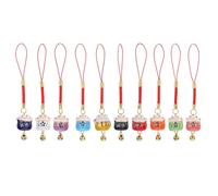 CLISPEED Set 10 Pezzi Ciondoli per Telefono Maneki Neko in Ceramica Ornamenti da Appendere per Telefono e Borsa Portafortuna Leggero e Pratico per Uso Quotidiano e Regalo