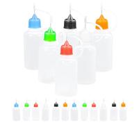CLISPEED Set 18 Bottiglie Squeeze da 30ml Punta Ago, Flaconi Applicatori Riutilizzabili in PE per Colla e Inchiostro, per Lavori DIY e Artigianali